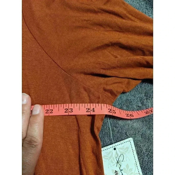 French Laundry Rust Top Tunic 2X XXL Long sleeve Mock Turtleneck Button Trim NWT - Picture 7 of 8